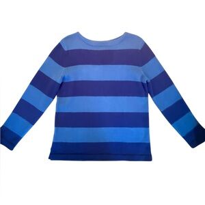 Ralph Lauren Tonal Blue Striped Cotton Sweater Size Large